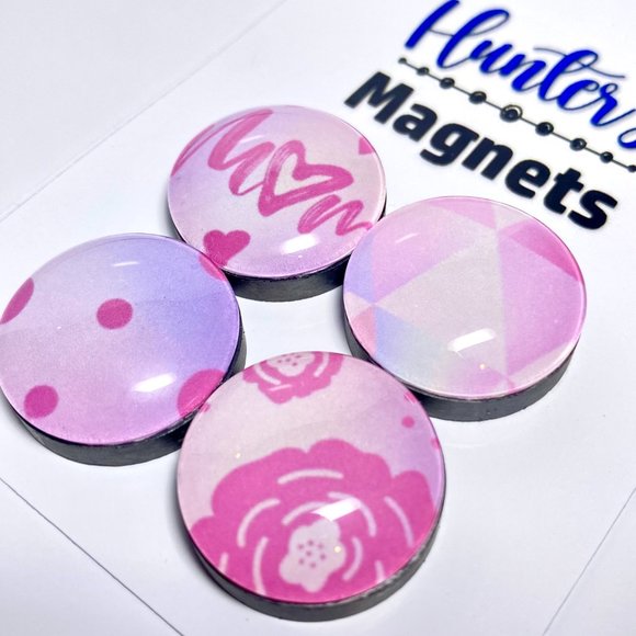 Set of 4 Magnets - Mother's Day Pink Glass Refrigerator Kitchen Whiteboard - Picture 3 of 3